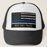 Personalisierte Dünnblauer Linie Truckerkappe<br><div class="desc">Thin Blue Line Baseball Hut - Amerikanische Flagge in Polizei Flag Farben, Not Design . Personalisieren Sie die Personalisierung mit dem Namen der Polizeidienststelle, dem Namen des Offiziers oder der Familie. Diese personalisierte Polizei ist perfekt für Polizei- und Strafverfolgungsfamilien und alle, die sie unterstützen. COPYRIGHT © 2020 Judy Burrows, Black...</div>