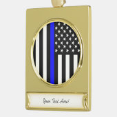 Personalisierte dünne blaue Linie amerikanische Banner-Ornament Gold (Links)
