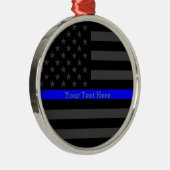 Personalisierte dünne blaue Linie graues Silbernes Ornament (Rechts)