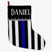 Personalisierte dünne blaue Linie Polizei Großer Weihnachtsstrumpf (Vorderseite)