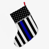 Personalisierte dünne blaue Linie Polizei Großer Weihnachtsstrumpf (Rückseite (Hängend))