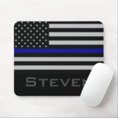 Personalisierte dünne blaue Namenslinie Flagge Mousepad (Mit Mouse)