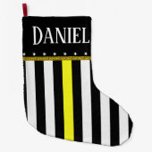 Personalisierte dünne gelbe Linie Großer Weihnachtsstrumpf (Vorderseite)