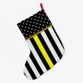 Personalisierte dünne gelbe Linie Großer Weihnachtsstrumpf (Rückseite (Hängend))