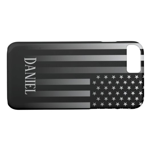 Personalisierte dünne graue Linie Flagge Case-Mate iPhone Hülle (Rückseite (Horizontal))