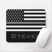 Personalisierte dünne graue Namenslinie Flagge Mousepad (Mit Mouse)