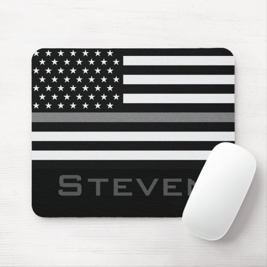 Personalisierte dünne graue Namenslinie Flagge Mousepad (Mit Mouse)