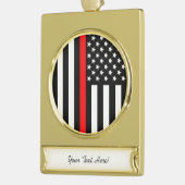 Personalisierte dünne rote Linie amerikanische Banner-Ornament Gold (Links)