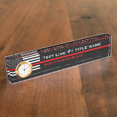 Personalisierte dünne rote Linie amerikanische Namensplakette (Seite)