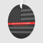 Personalisierte dünne rote Linie graue US-Flagge Ornament (Vorderseite)