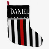 Personalisierte dünne rote Linie Großer Weihnachtsstrumpf (Vorderseite)