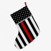 Personalisierte dünne rote Linie Großer Weihnachtsstrumpf (Rückseite (Hängend))