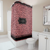 Personalisierte Dusche Mit Monogramm rosa Leopard Duschvorhang (Beispiel)