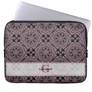Personalisierte Dusky-Rose Blumenfronten Mandala T Laptopschutzhülle