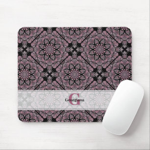 Personalisierte Dusky-Rose Blumenfronten Mandala T Mousepad