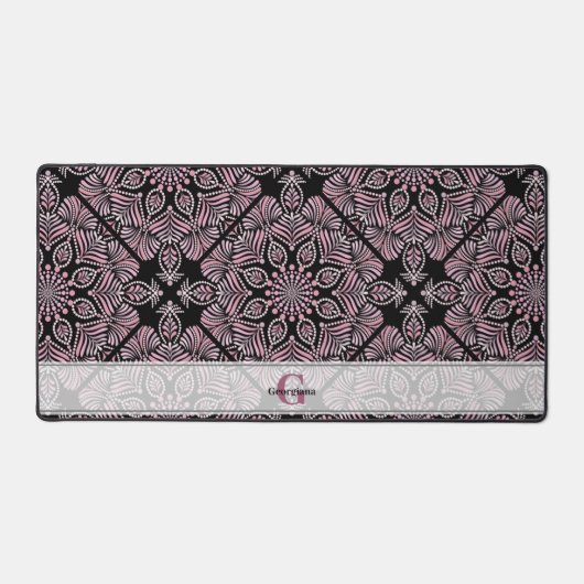 Personalisierte Dusky-Rose Blumenfronten Mandala T Schreibtischunterlage (Vorderseite)