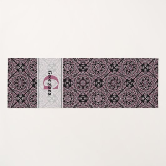 Personalisierte Dusky-Rose Blumenfronten Mandala T Yogamatte (Vorderseite (Horizontal))