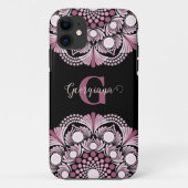 Personalisierte Dusky Rose Boho Floral Dot Mandala Case-Mate iPhone Hülle (Rückseite)
