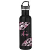 Personalisierte Dusky Rose Boho Floral Dot Mandala Edelstahlflasche (Vorderseite)