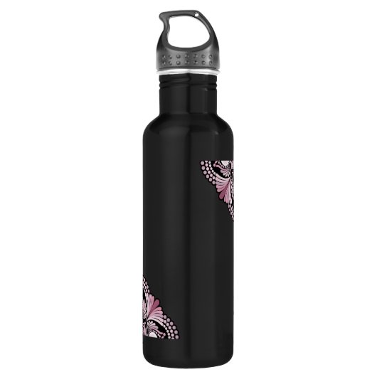Personalisierte Dusky Rose Boho Floral Dot Mandala Edelstahlflasche (Rückseite)