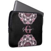 Personalisierte Dusky Rose Boho Floral Dot Mandala Laptopschutzhülle (Vorne Rechts)