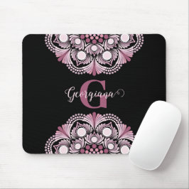Personalisierte Dusky Rose Boho Floral Dot Mandala Mousepad