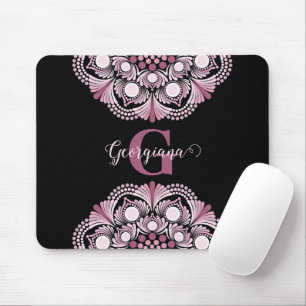 Personalisierte Dusky Rose Boho Floral Dot Mandala Mousepad