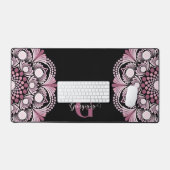 Personalisierte Dusky Rose Boho Floral Dot Mandala Schreibtischunterlage (Tastatur & Maus)