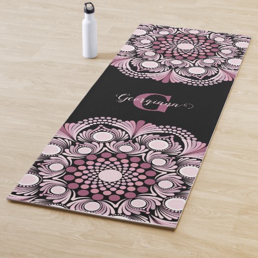 Personalisierte Dusky Rose Boho Floral Dot Mandala Yogamatte (Beispiel)