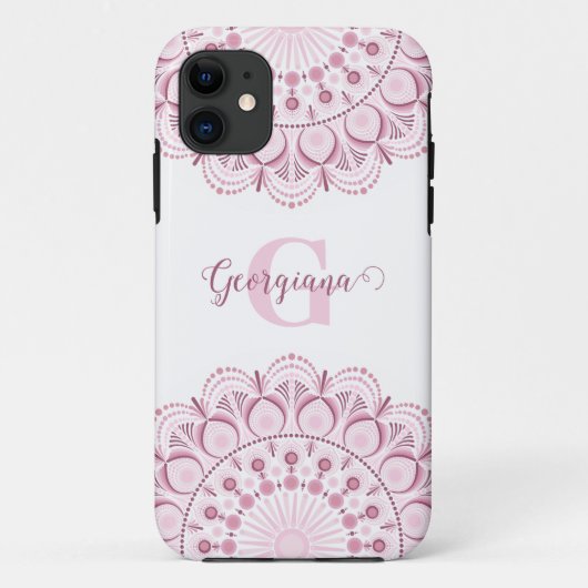 Personalisierte Dusky Rose Confetti Lace Dot Manda Case-Mate iPhone Hülle (Rückseite)