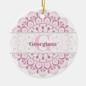 Personalisierte Dusky Rose Confetti Lace Dot Manda Keramik Ornament (Vorne)