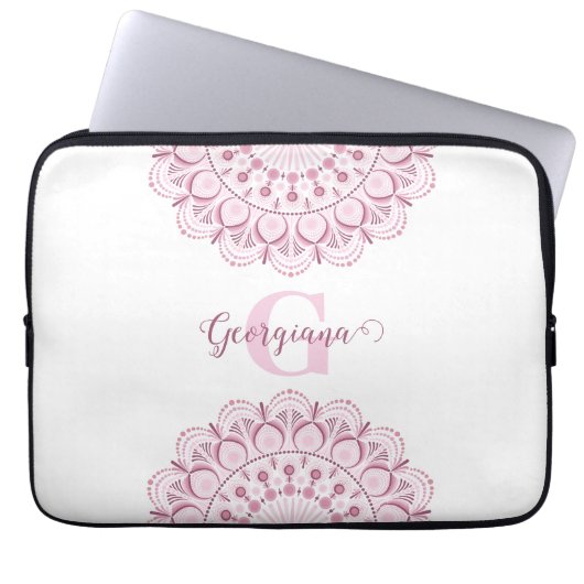 Personalisierte Dusky Rose Confetti Lace Dot Manda Laptopschutzhülle (Vorderseite)
