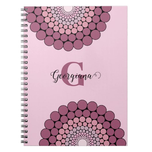 Personalisierte Dusky-Rose Floral Dot Mandala Notizblock (Vorderseite)