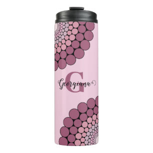 Personalisierte Dusky-Rose Floral Dot Mandala Thermosbecher