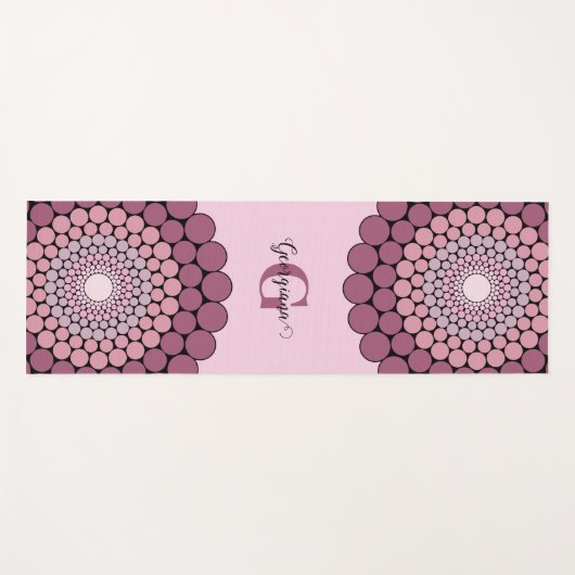 Personalisierte Dusky-Rose Floral Dot Mandala Yogamatte (Vorderseite (Horizontal))