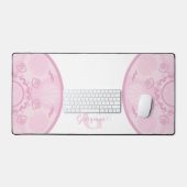 Personalisierte Dusky Rose Grand Millennial Mandal Schreibtischunterlage (Tastatur & Maus)