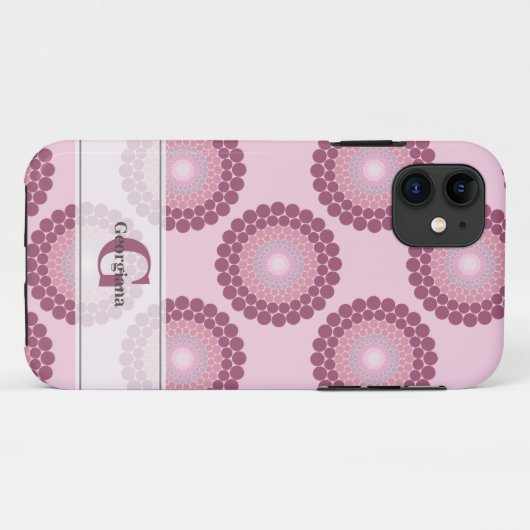 Personalisierte Dusky Rose Polka Dot Mandala Case-Mate iPhone Hülle (Rückseite (Horizontal))