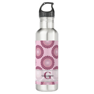 Personalisierte Dusky Rose Polka Dot Mandala Edelstahlflasche