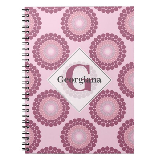 Personalisierte Dusky Rose Polka Dot Mandala Notizblock (Vorderseite)