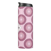 Personalisierte Dusky Rose Polka Dot Mandala Thermosbecher (Nach rechts gedreht)