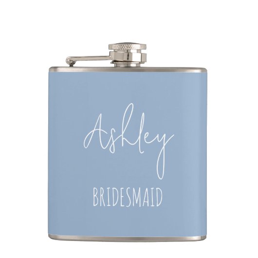 Personalisierte Dusty Blue Brautparty Geschenke Fr Flachmann (Vorderseite)