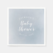 Personalisierte Dusty Blue Watercolor Babydusche Serviette (Vorderseite)