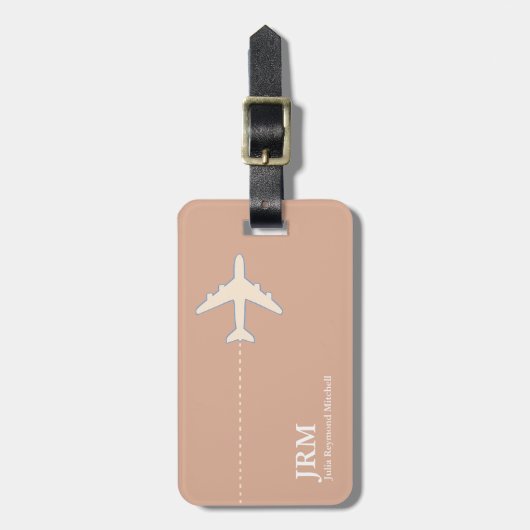 Personalisierte Dusty Rose Flugreise Gepäckanhänger (Vorderseite vertikal)