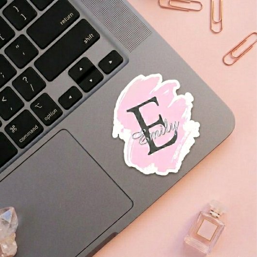 Personalisierte Dusty Rose monogrammierte Aufklebe Aufkleber