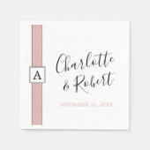 Personalisierte Dusty Rose Rosa Monogramm Hochzeit Serviette (Vorderseite)