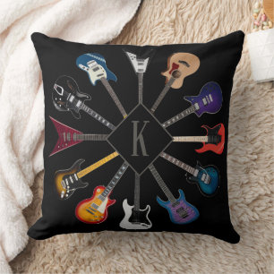 Personalisierte E-Gitarre Kreis Schwarz Kissen
