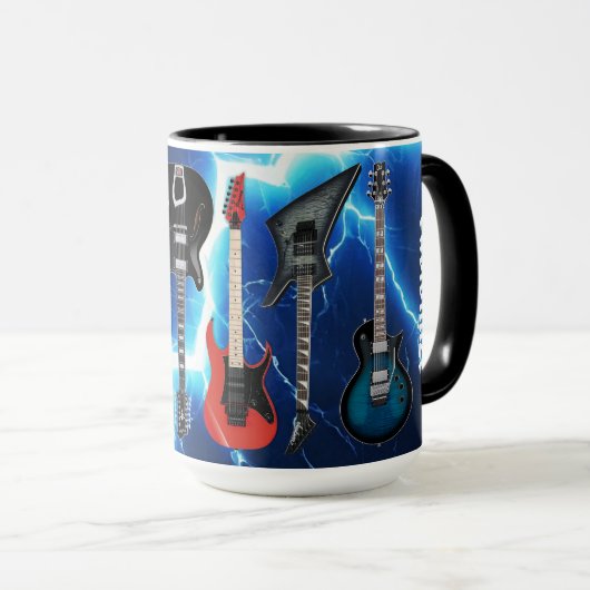 Personalisierte E-Gitarren Blue Lightning Tasse (VorderseiteRechts)
