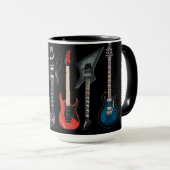 Personalisierte E-Gitarren Schwarz Tasse (VorderseiteRechts)