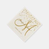 Personalisierte ECRU Gold Confetti MONOGRAM Hochze Serviette (Ecke)