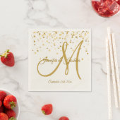 Personalisierte ECRU Gold Confetti MONOGRAM Hochze Serviette (Beispiel)